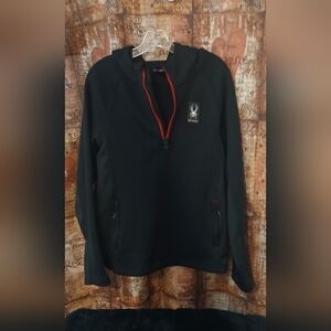 Men's SPYDER Boundless 1/2 Zip Hooded Pullover Black W/ Red Logo Size: M